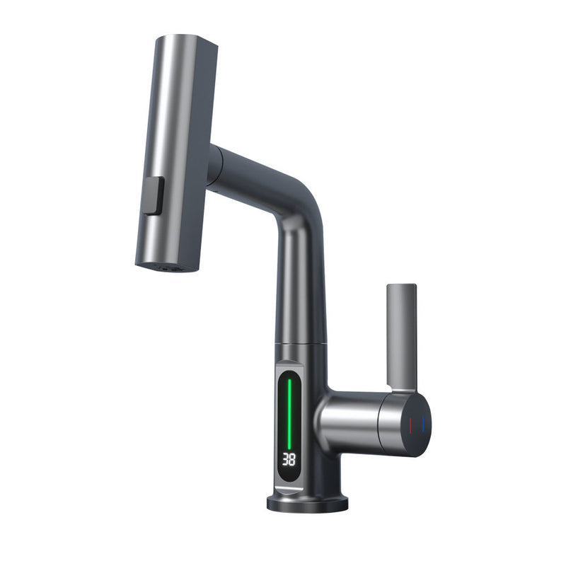 Intelligent Digital Display Faucet Pull-out Basin Faucet Temperature Digital Display Rotation-12