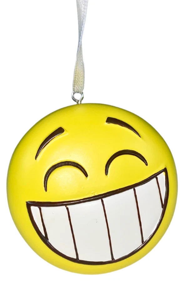 Hallmark Emoji Cara Sonriente y Cara Sorprendida Adorno de Navidad – Disco de Plástico Amarillo de Doble Cara (763795342068)
