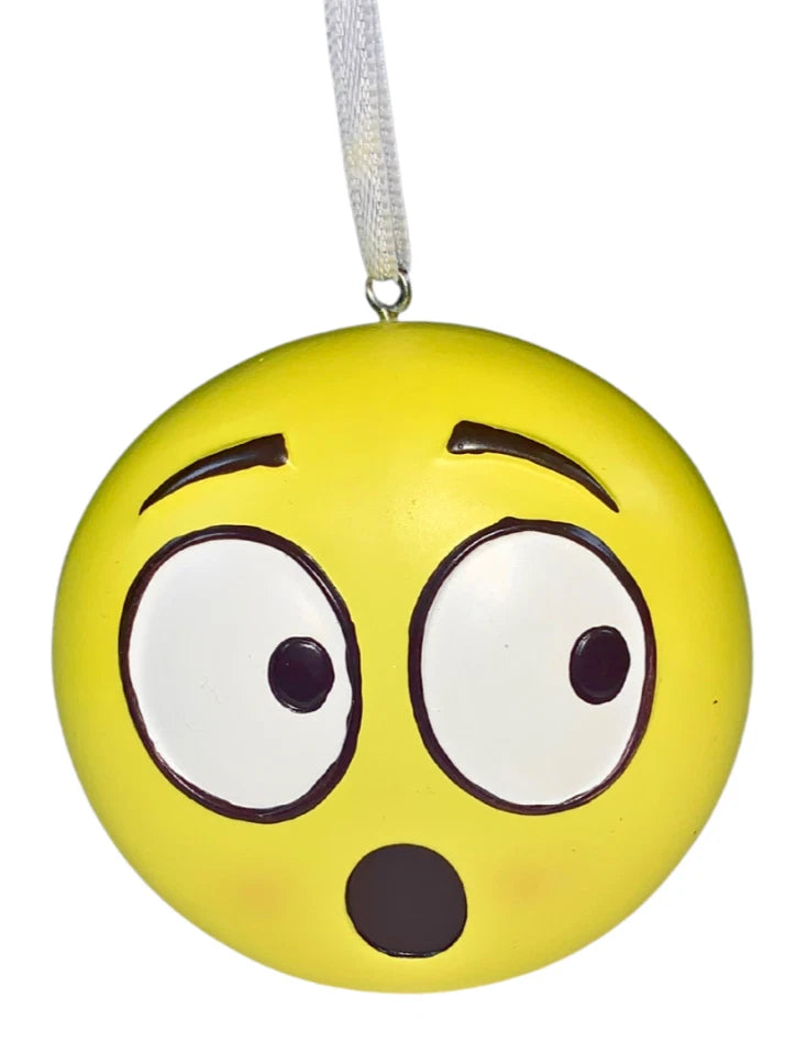 Hallmark Emoji Cara Sonriente y Cara Sorprendida Adorno de Navidad – Disco de Plástico Amarillo de Doble Cara (763795342068)