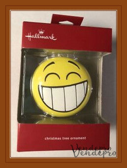 Hallmark Emoji Cara Sonriente y Cara Sorprendida Adorno de Navidad – Disco de Plástico Amarillo de Doble Cara (763795342068)