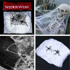 Halloween Stretchable Spider Web Decoration – Cotton Web with Mini Spiders for Indoor & Outdoor Use-6