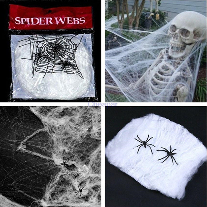 Halloween Stretchable Spider Web Decoration – Cotton Web with Mini Spiders for Indoor & Outdoor Use-6