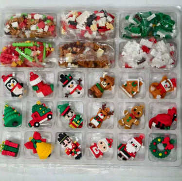 24 Day Mini Christmas Brick Ornament Advent Calendar - Festive Holiday Decoration Building Set-7