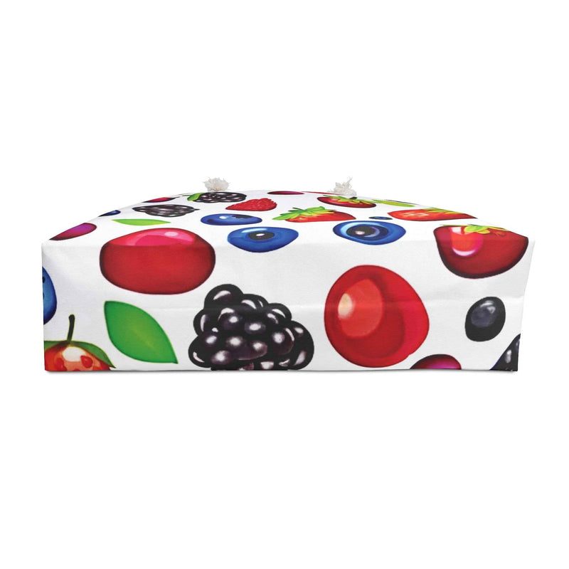 Mixed Berries Pattern Weekender Bag | Strawberries Blueberries Blackberries, Large Tote Bag-5