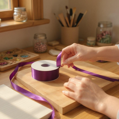 Satin Ribbon Double Face-Dark Purple #285 -3.8 cm Wide-2