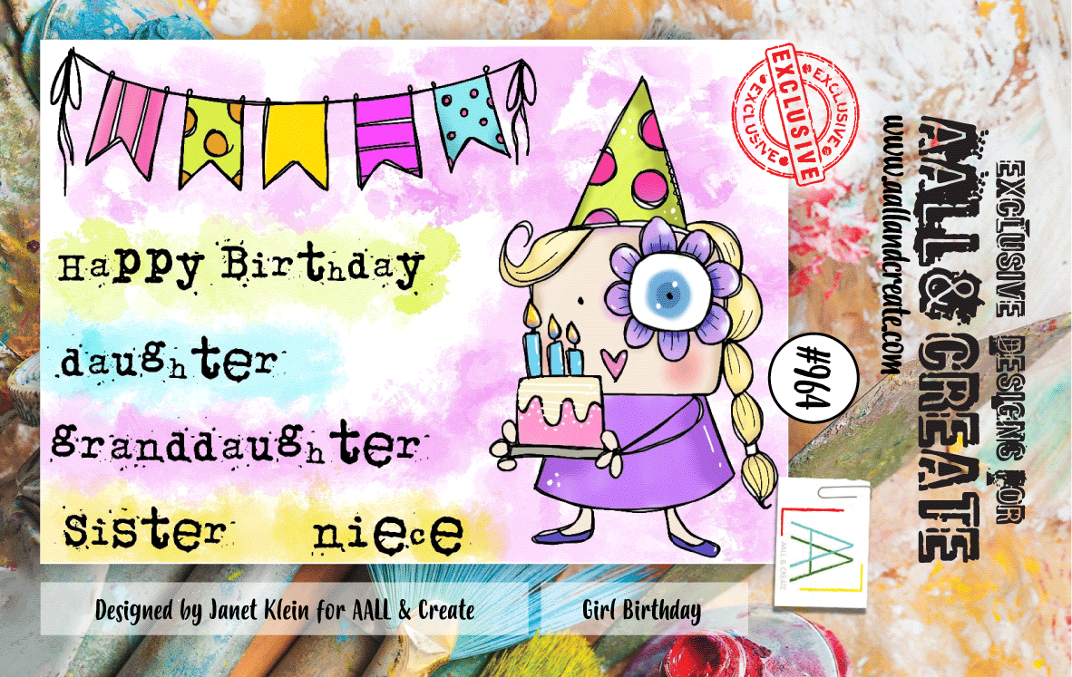 AALL and Create #964 - Kit de tampons A7 - Anniversaire Fille-1