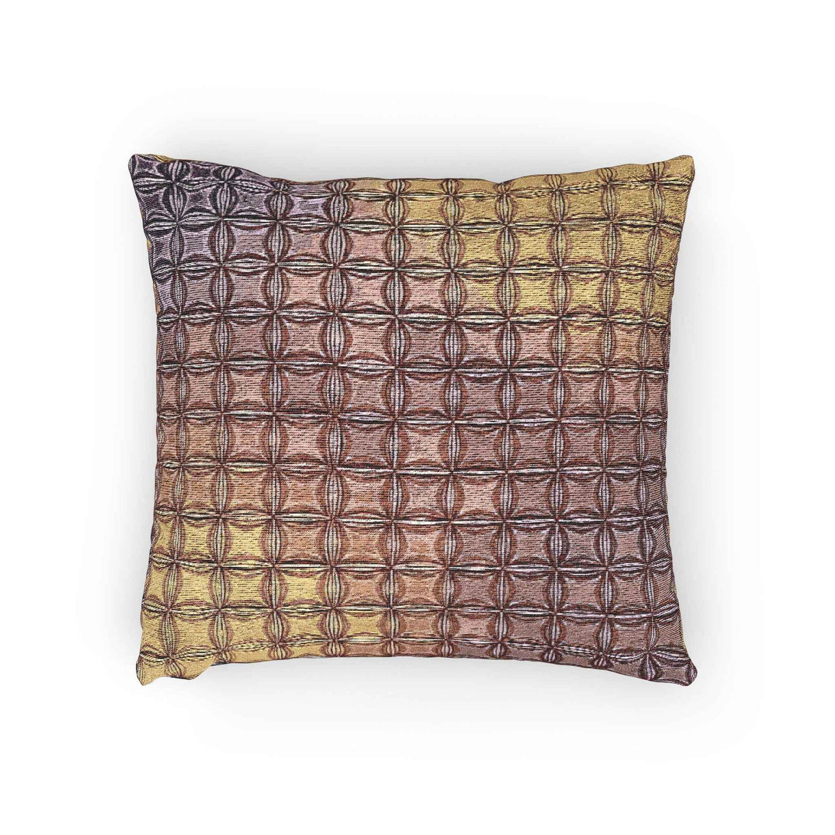 Geometric Woven Pillow | Square Grid Pattern, Textured Boho Throw Pillow-7