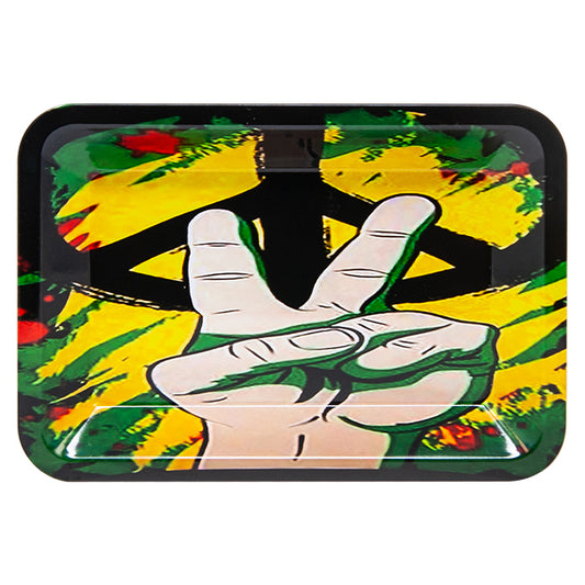Bandeja Pequeña de Liar Hoja de Marihuana con Bandera Rasta