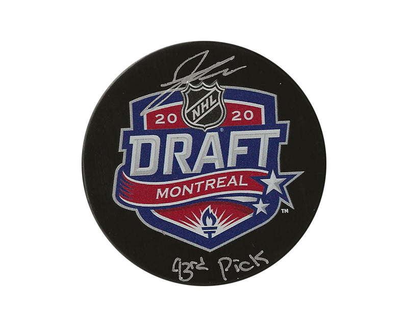 Palet de hockey de la LNH 2020 autographié par Jack Thompson avec l'inscription « 93e choix »-1