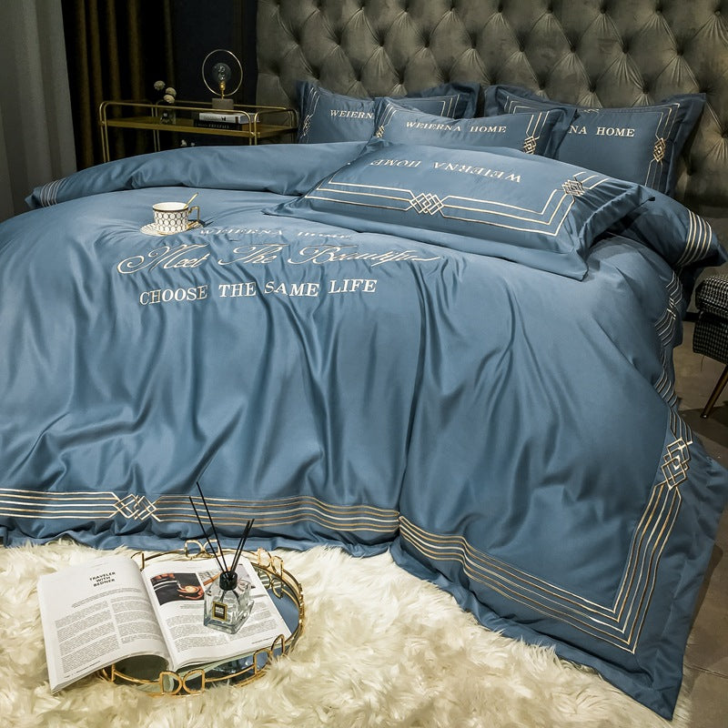 Tencel Embroidered Washed Cotton Bedding Set-11