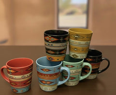 Southwestern-style ceramic 6 coffee mug set-1