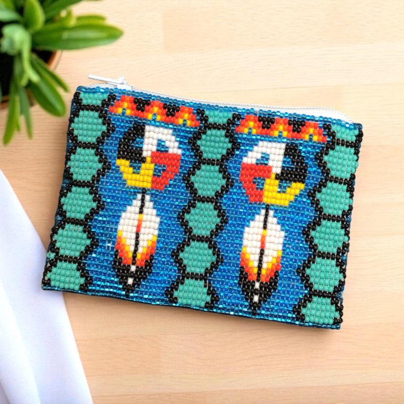 Feather with Dreamcatcher Beaded coin purse-6
