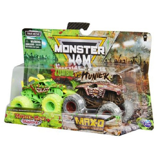 Monster Jam – Zombie Monster Mutt Dalmatian vs. Hunter Max-D 2-Pack (UPC: 778988243503)