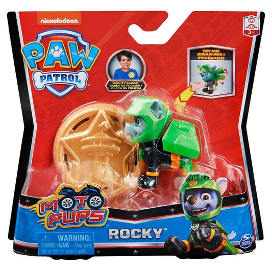 PAW Patrol – Moto Pups Rocky Action Figure with Wearable Deputy Badge (UPC: 778988361894)