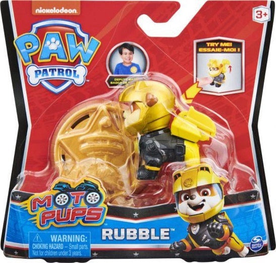 PAW Patrol – Moto Pups Rubble Action Figure with Wearable Deputy Badge (UPC: 778988361900)