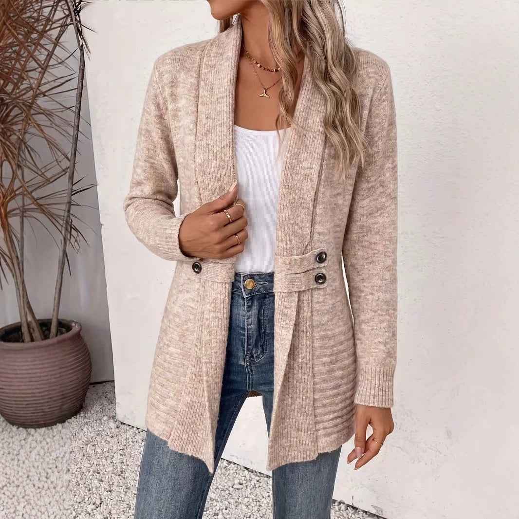 Women's Casual Double-Breasted Wool Cardigan Sweater-5