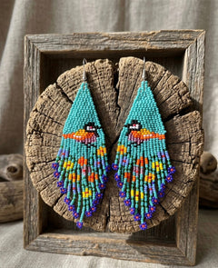 Bird Fringe Earrings (Turquoise)-1