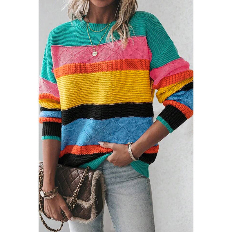 Women’s Retro Drop-Shoulder Sweater – Round Neck Casual Loose-Fit Pullover-5