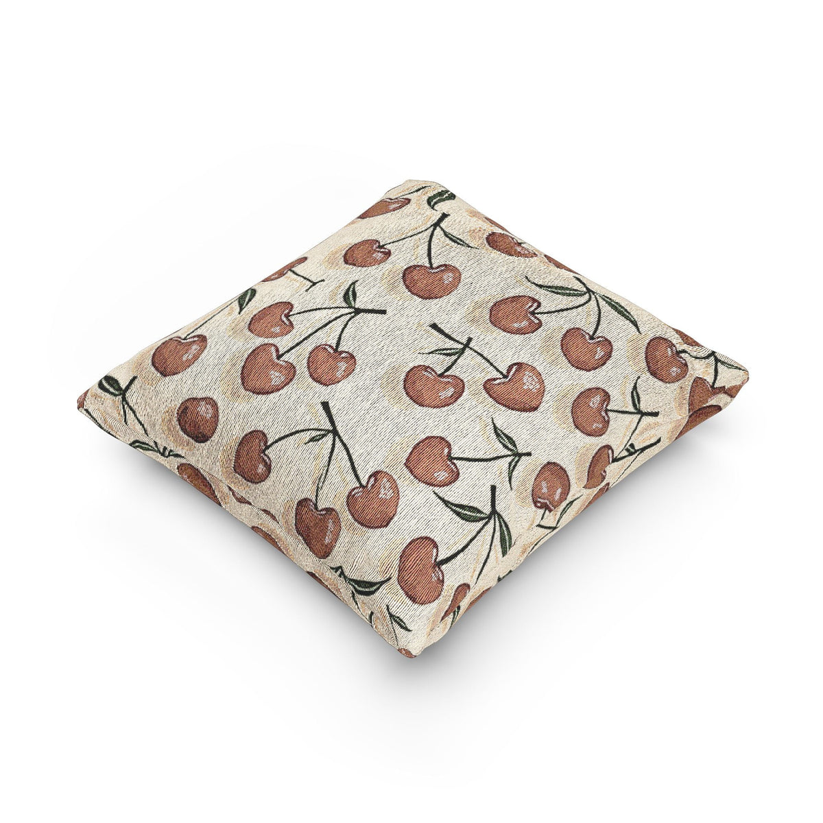 Cherry Pattern Woven Pillow — Rustic Farmhouse Decorative Throw Cushion-6