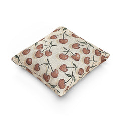 Cherry Pattern Woven Pillow — Rustic Farmhouse Decorative Throw Cushion-6