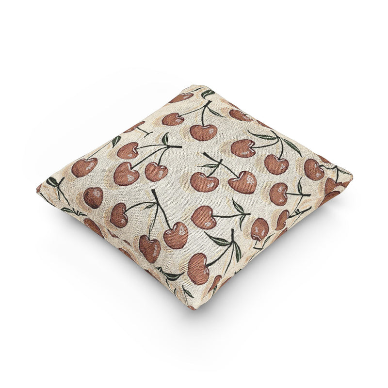 Cherry Pattern Woven Pillow — Rustic Farmhouse Decorative Throw Cushion-6