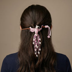 White Hummingbird Beaded Hair Stick-1