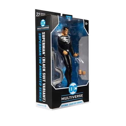 DC Multiverse – Superman (traje negro, estilo serie animada) Figura de acción a escala de 7 pulgadas (UPC: 787926151916)
