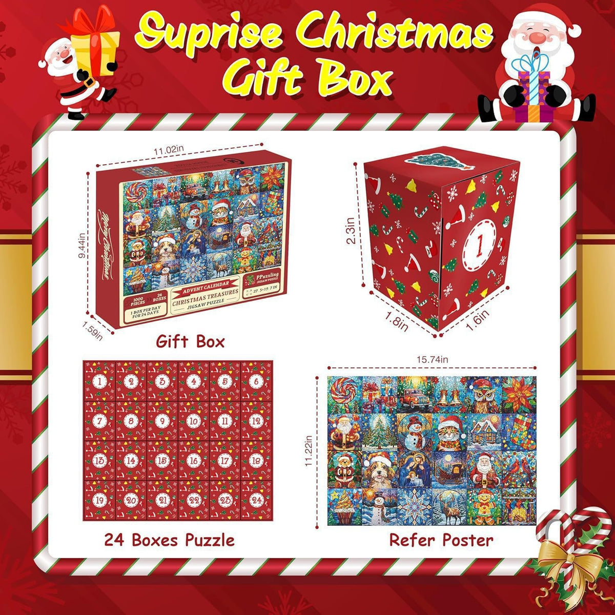 Christmas Puzzle Countdown Calendar, Holiday Jigsaw Puzzle-5