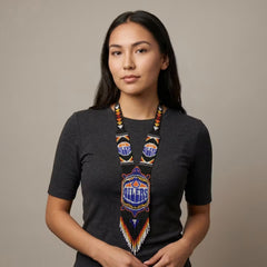 Beaded Medallion Necklace(Oilers)-1