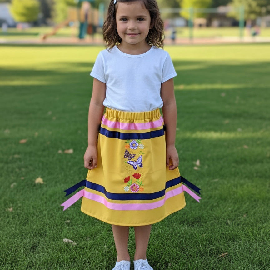 Infants Embroidered Flowers Ribbon Skirt-3