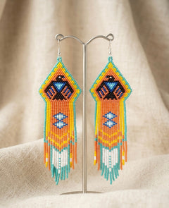 Beaded thunderbird earrings ( Turquoise )-1