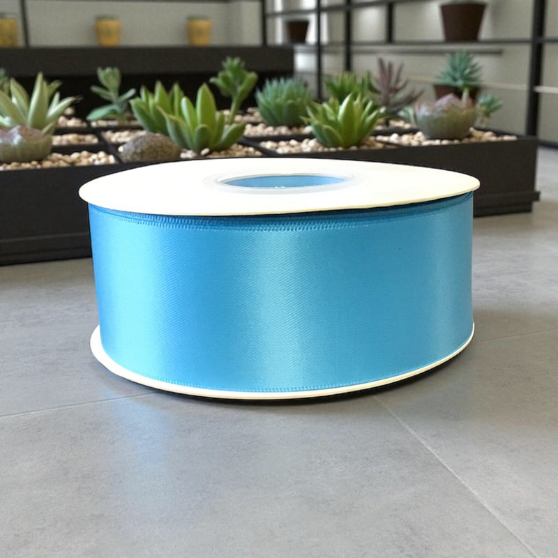 Satin Ribbon Double Face-Light Blue #340 -3.8 cm Wide-1