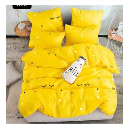 4-Piece Polyester Bedding Set – Geometric Print INS Style Bed Sheet & Quilt Cover Set-4