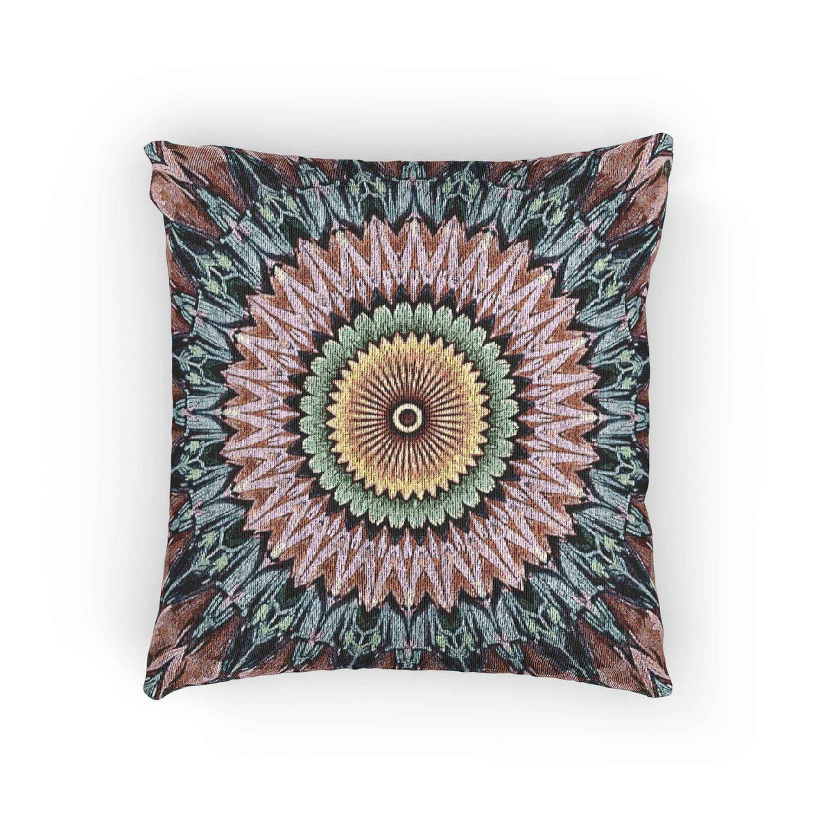 Mandala Sunburst Woven Pillow | Boho Geometric Decorative Cushion Cover-1