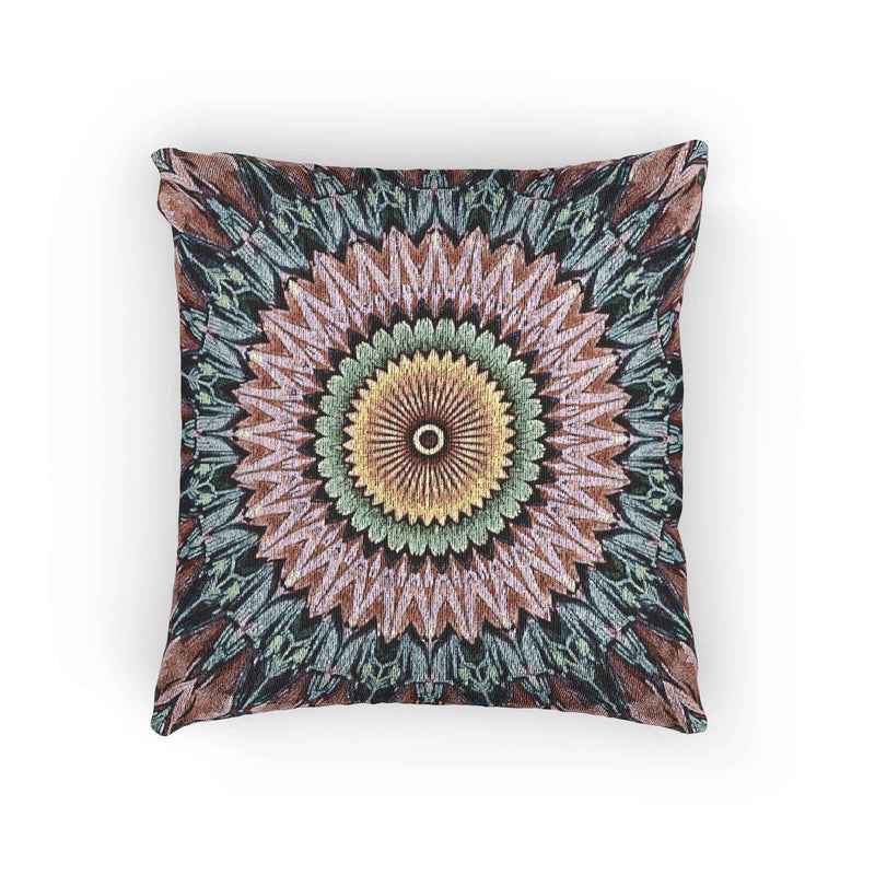Mandala Sunburst Woven Pillow | Boho Geometric Decorative Cushion Cover-1