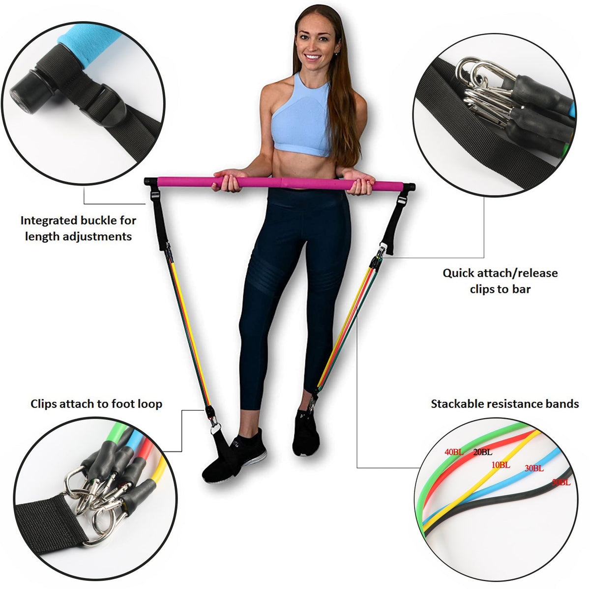 Portable Resistance Bands Set – Fitness, Yoga & Pilates Home Workout Equipment-8