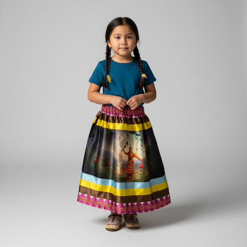Satin Infants Dancing of Wind Ribbon Skirt-5