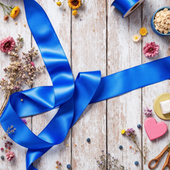 Satin Ribbon Double Face-Blue #329- 3.8 cm Wide-3