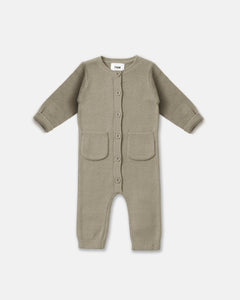 Chunky Long Sleeve Ribbed Jumpsuit | Olive | 7AM-7