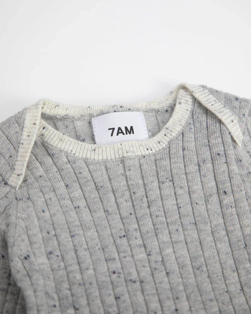 Hug Me Long Sleeve Bodysuit | Light Heather Grey | 7AM-2