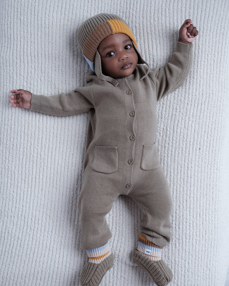 Chunky Long Sleeve Ribbed Jumpsuit | Olive | 7AM-4