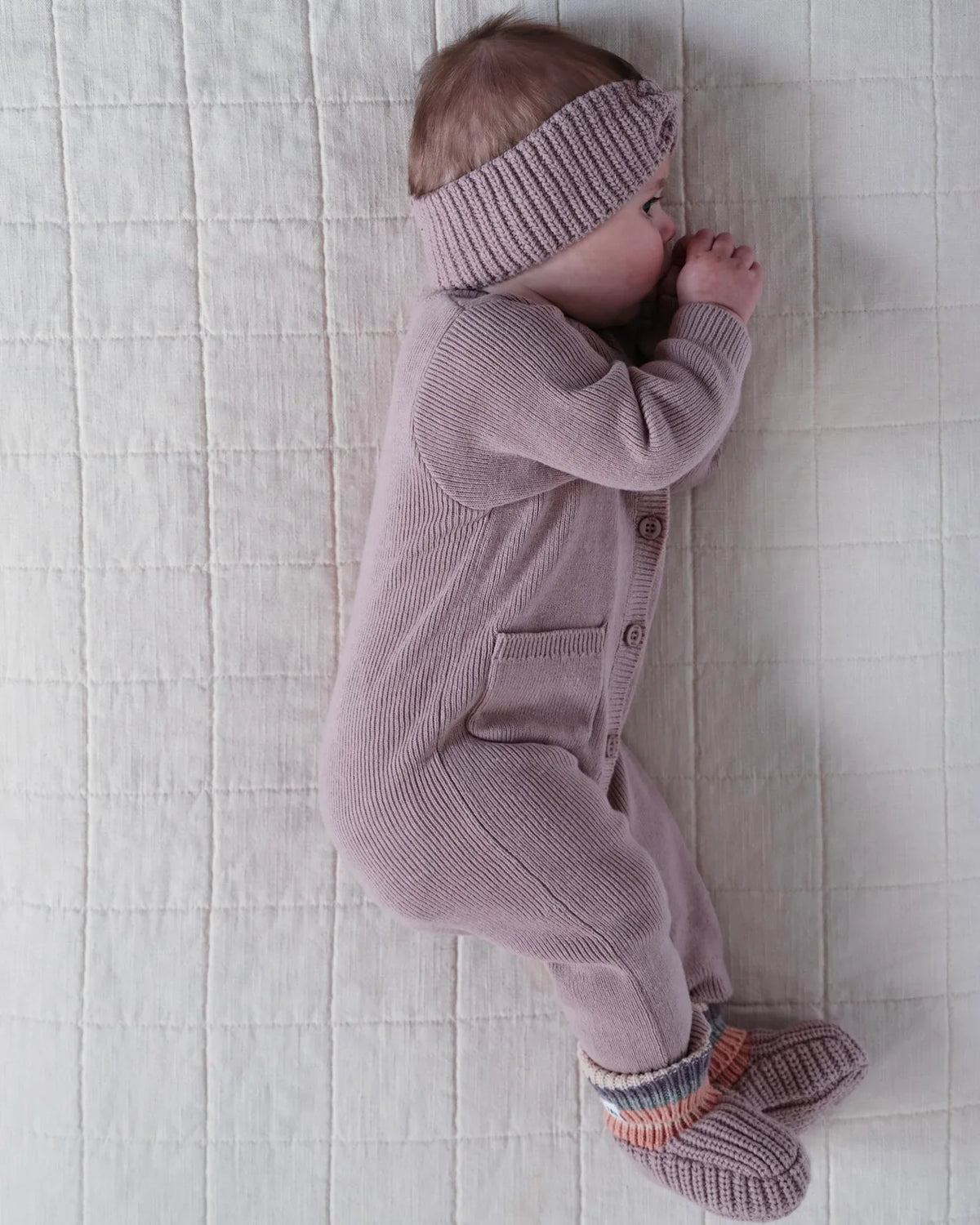 Chunk Long Sleeve Ribbed Jumpsuit | Rose Ash | 7AM-6