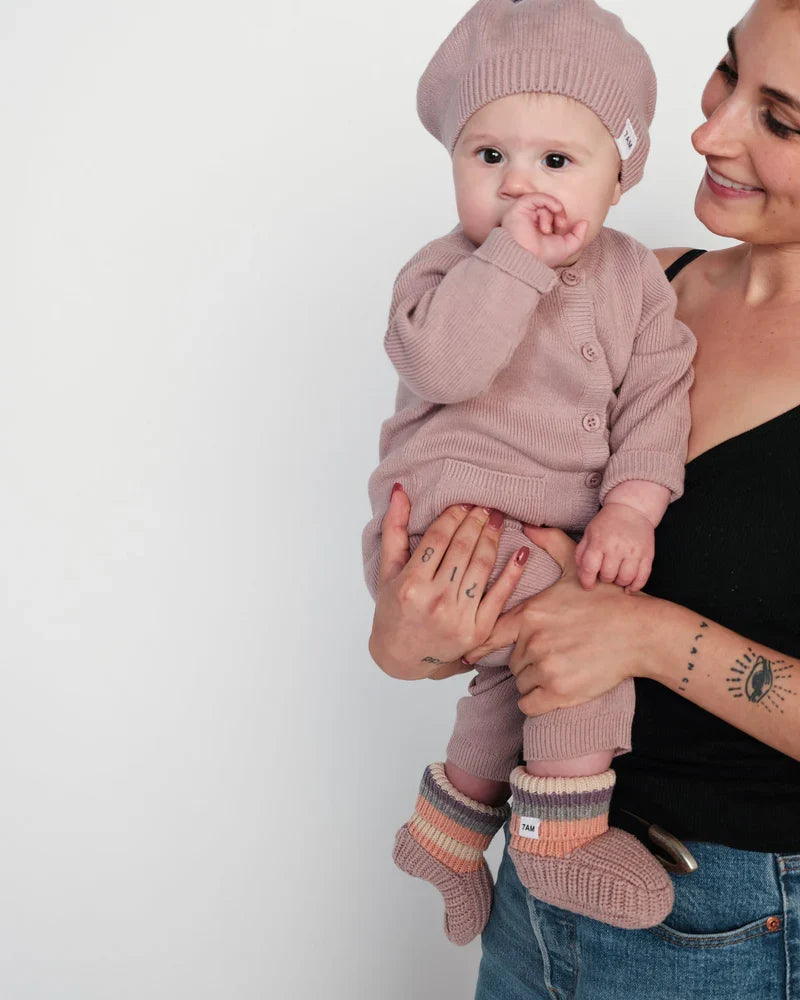 Chunk Long Sleeve Ribbed Jumpsuit | Rose Ash | 7AM-5