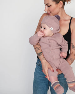 Chunk Long Sleeve Ribbed Jumpsuit | Rose Ash | 7AM-4