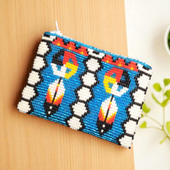 Feather with Dreamcatcher Beaded coin purse-3