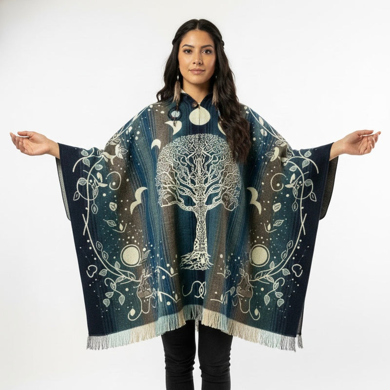 Tree of Life Wool Poncho-1