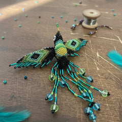 Black / black Hummingbird Barrette with Fringes-1