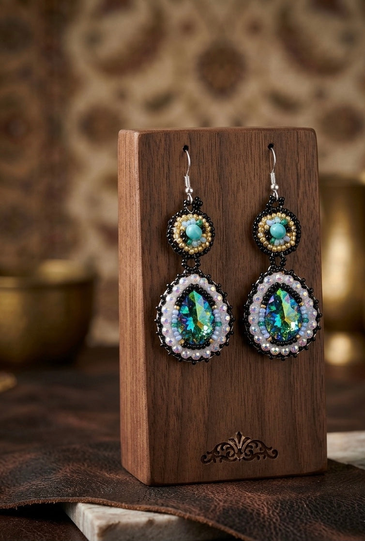 Drop Beaded Earrings green collection-1