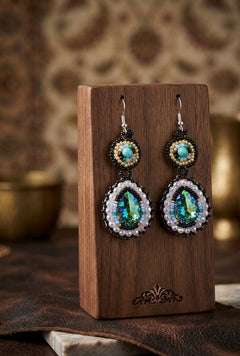 Drop Beaded Earrings green collection-1
