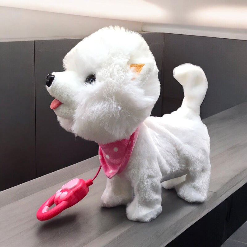 Large Interactive Electric White Walking Dog Plush Toy-3